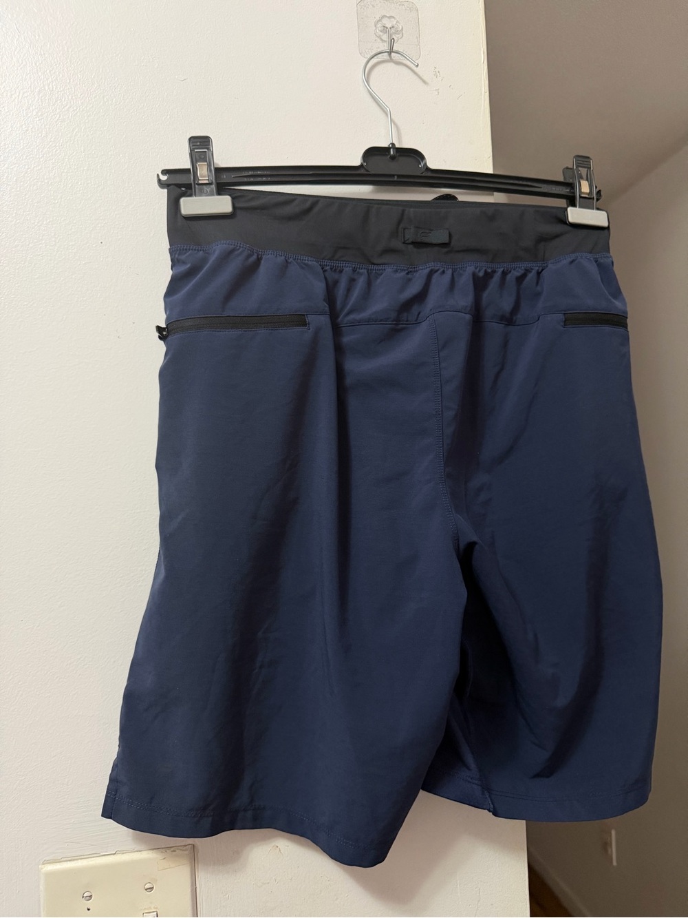 Fabletics Men's Navy Blue and Black Athletic Shorts